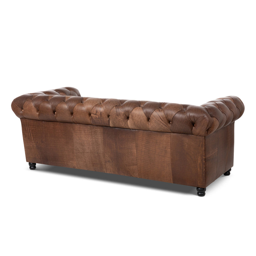 Barrington Tufted Leather Sofa, Vintage Umber