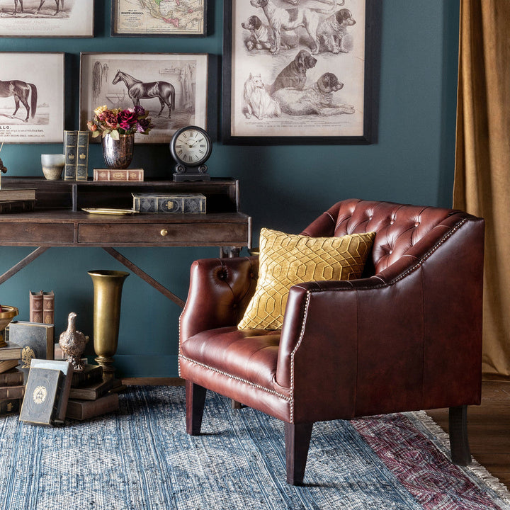 Mahogany Leather Library Chair, Cordovan