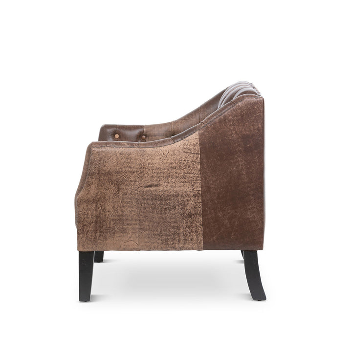 Brent Tufted Leather Club Chair, Vintage Umber