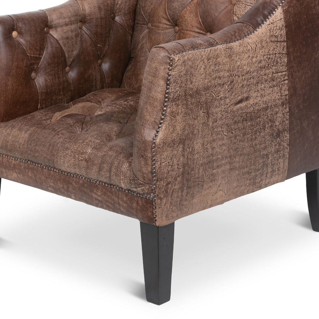 Brent Tufted Leather Club Chair, Vintage Umber