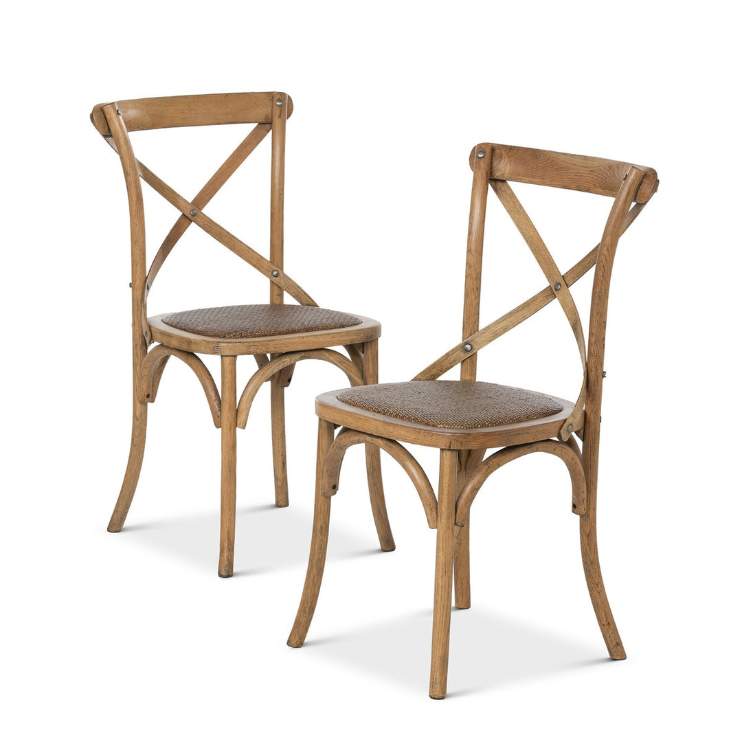 Wooden Cross Back Chair (Pair)