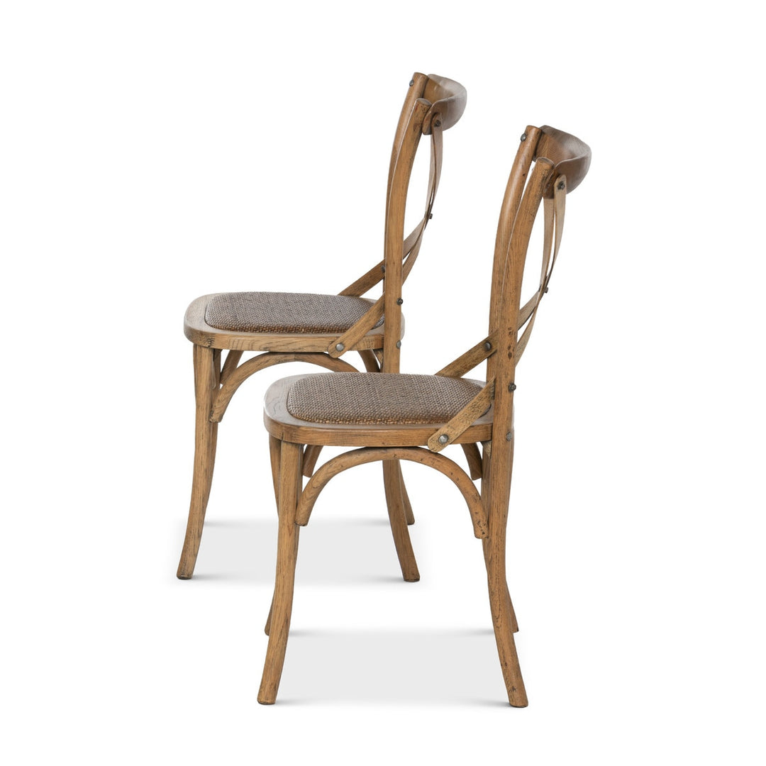 Wooden Cross Back Chair (Pair)