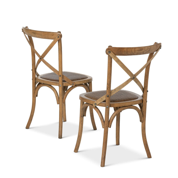 Wooden Cross Back Chair (Pair)