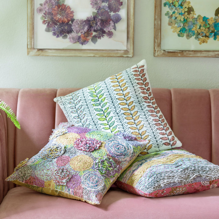 Embroidered Vine Pattern Pillow