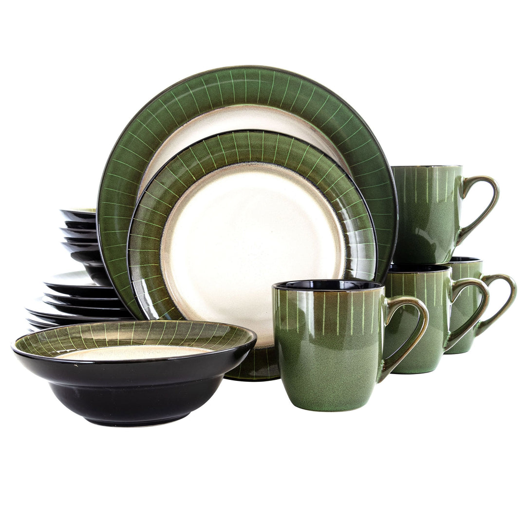 Elama Grand Jade 16 Piece Luxurious Stoneware Dinnerware with Complete