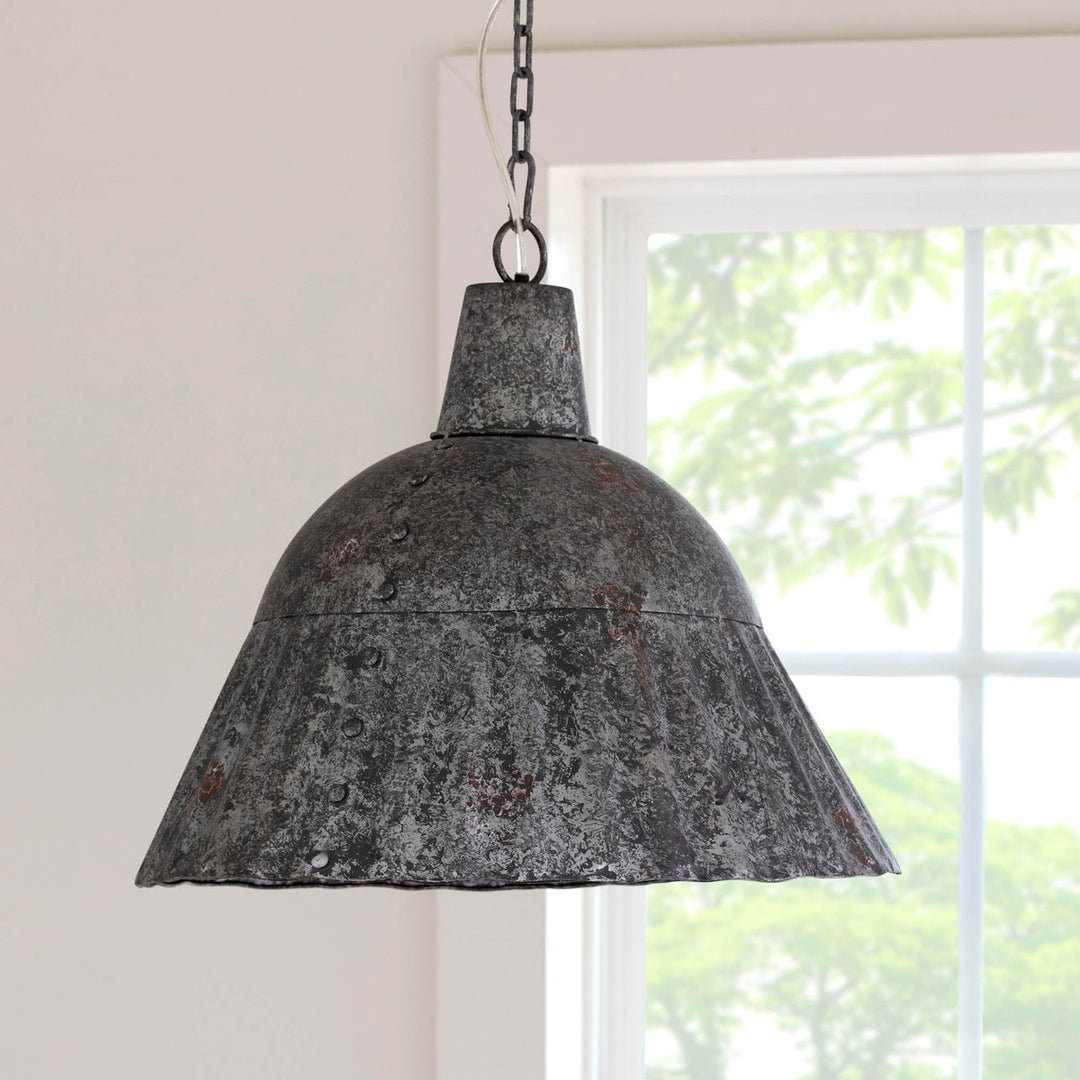 Fluted Galvanized Pendant Light Fixture