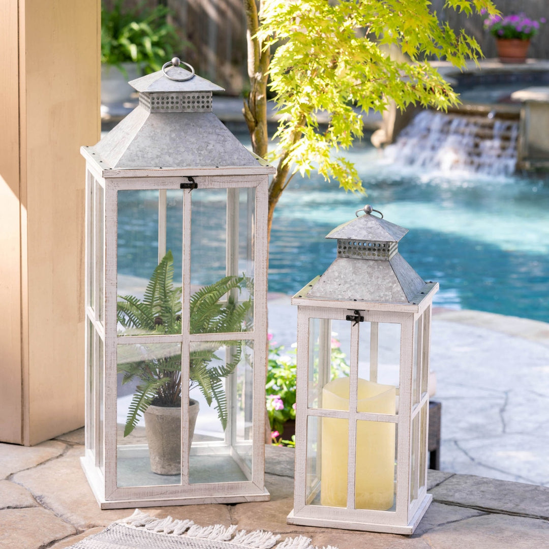 Coastal Whitewash Lantern, Medium