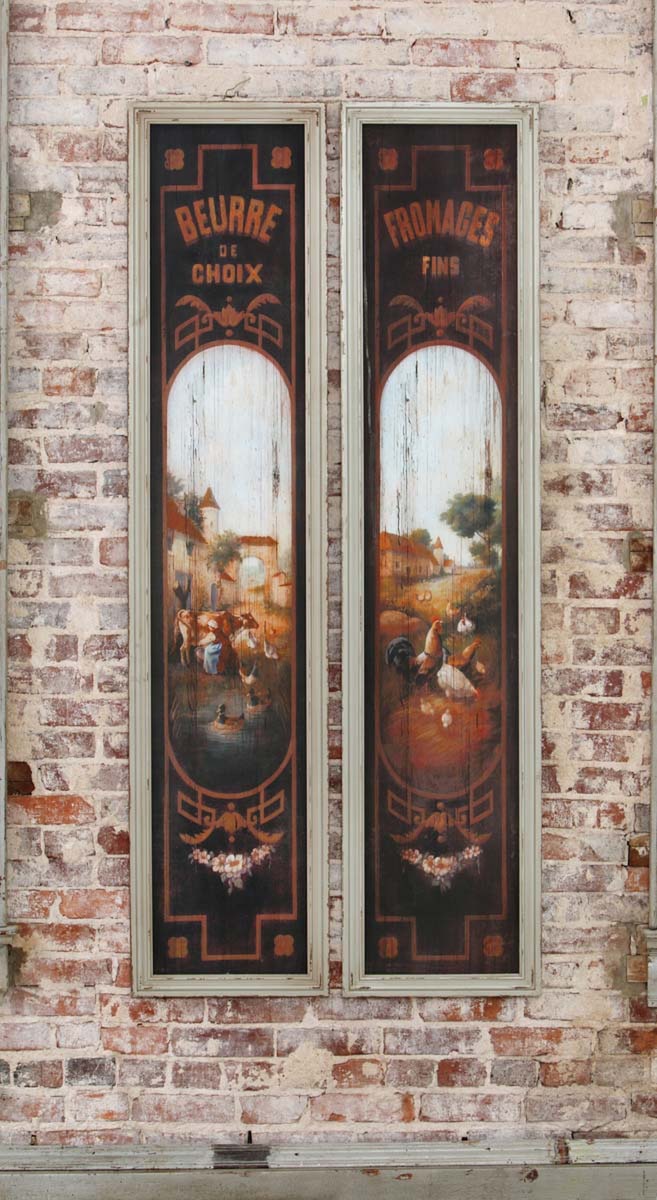 French Butter & Cheese Signs on Wood, Set of 2