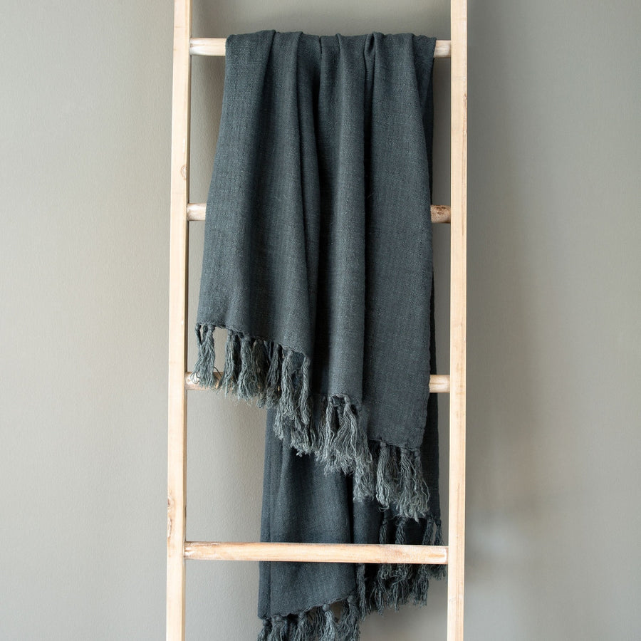 Washed Linen Throw, Indigo