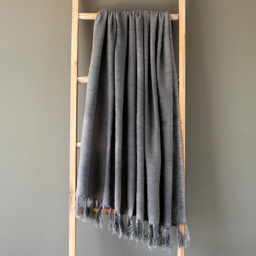 Washed Linen Throw, Grey