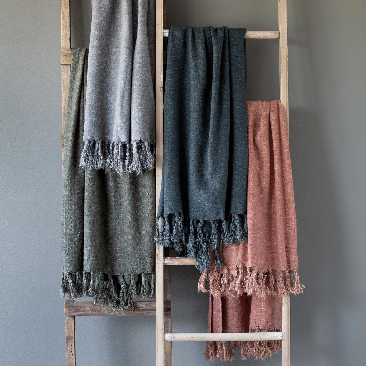 Washed Linen Throw, Grey