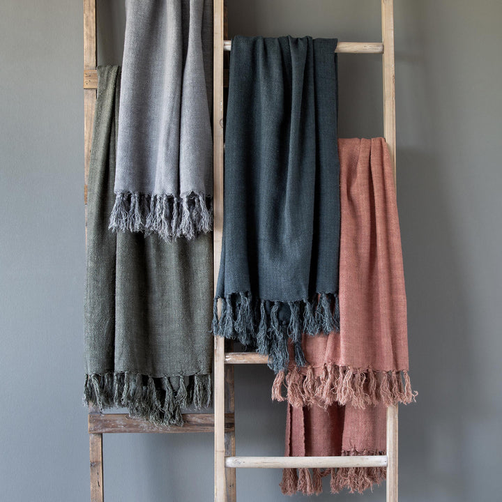 Washed Linen Throw, Grey