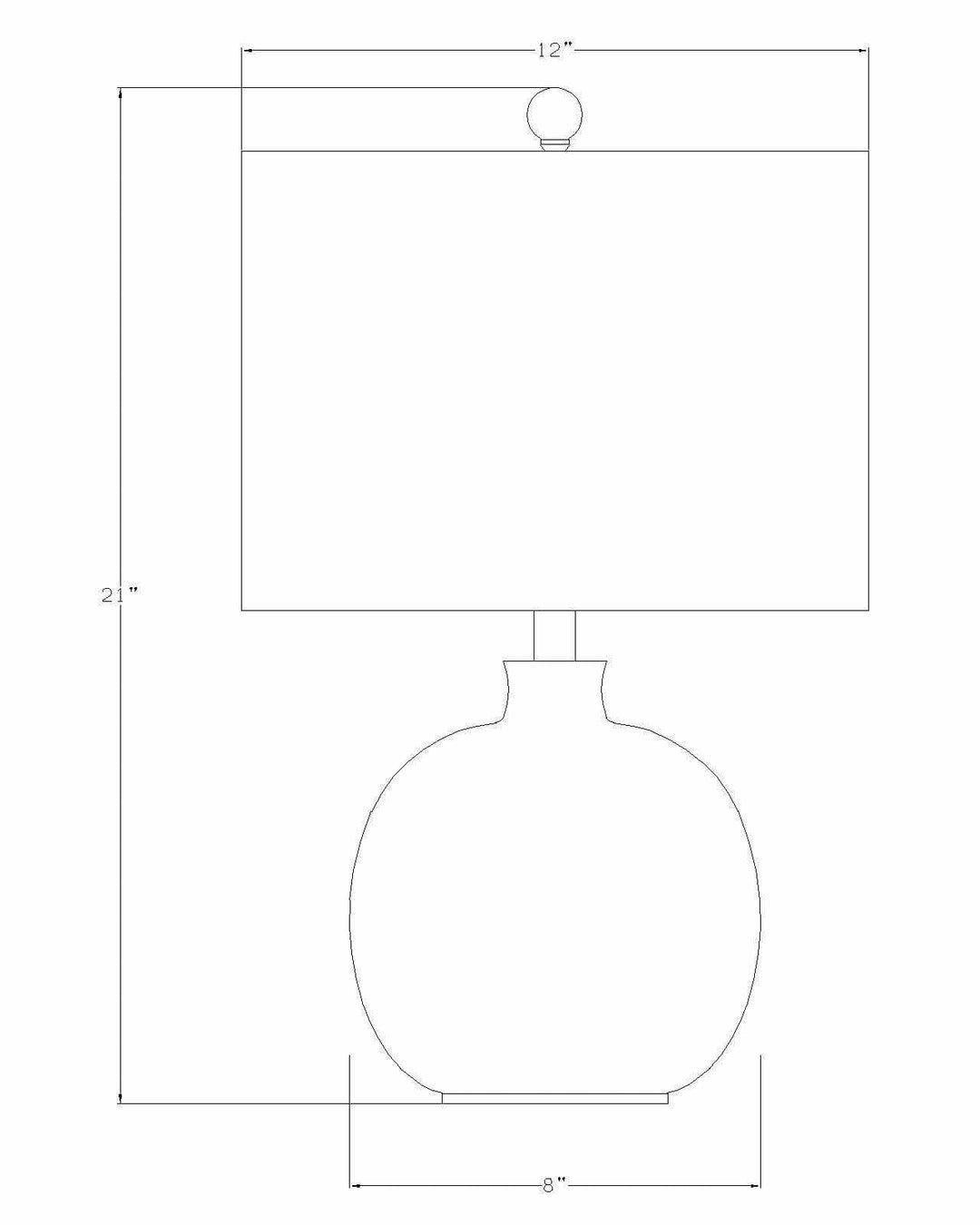 Technical drawing of a lamp with dimensions labeled

Enetai Glass White Table Lamp