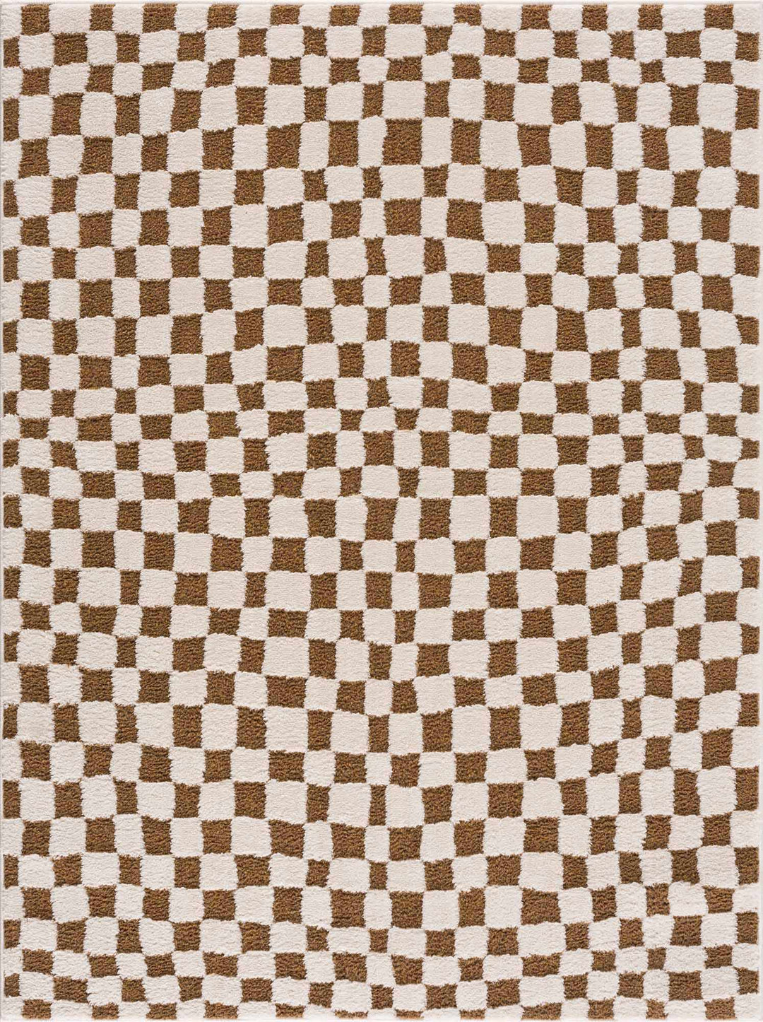 Lajos Brown Checkered Shag Rug