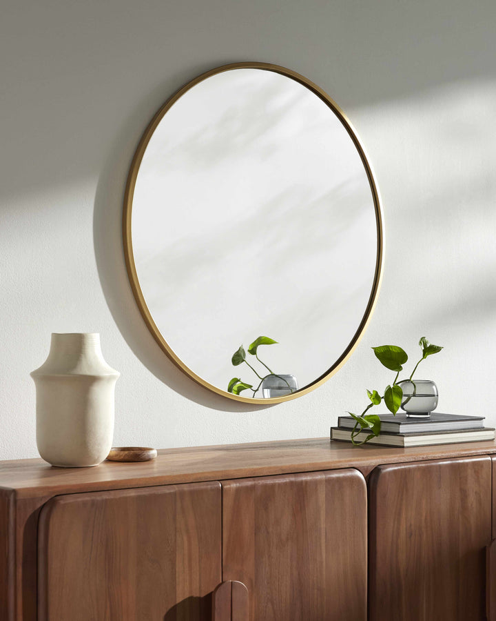 Guindarohan Gold Frame Round Mirror