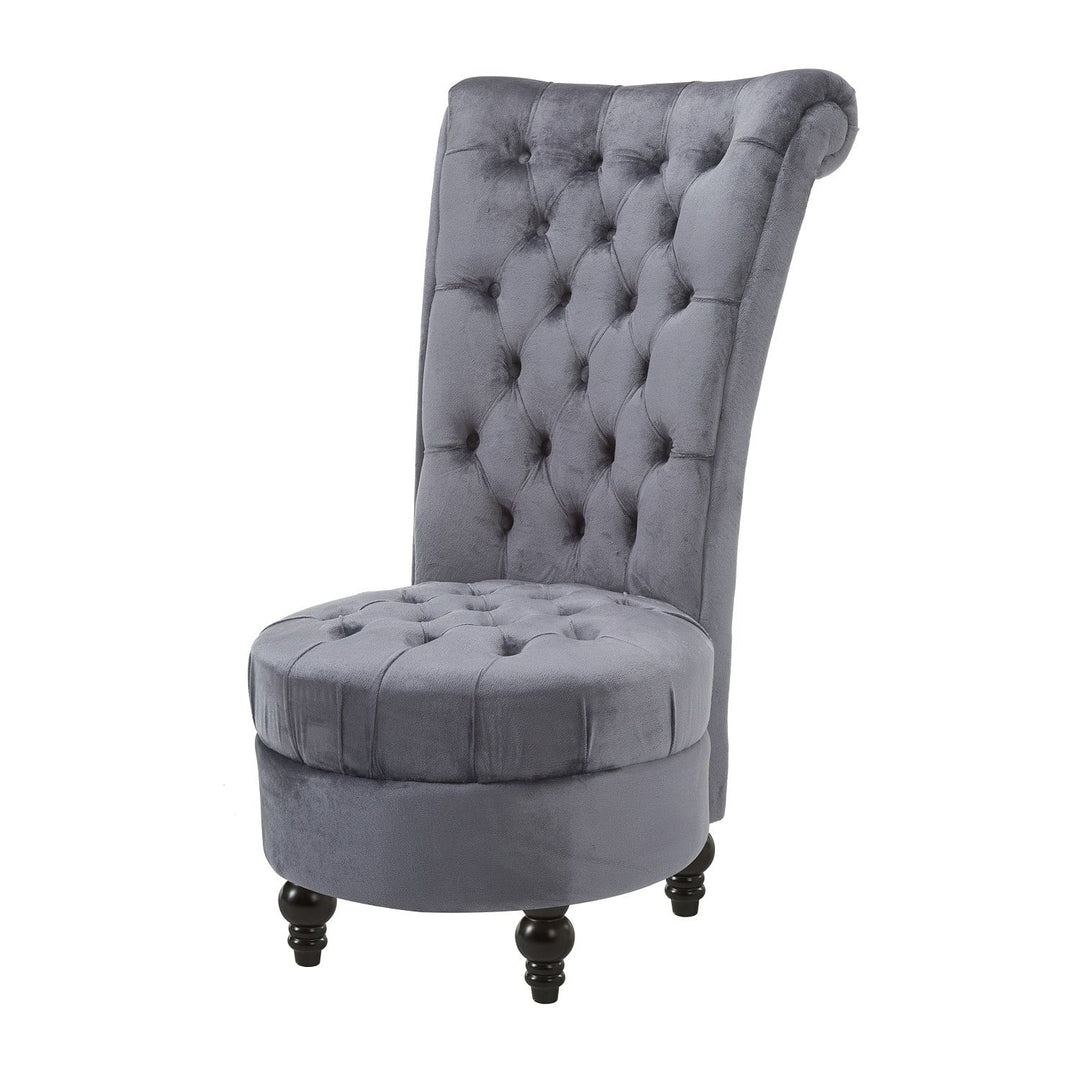 Gray Tufted High Back Plush Velvet Upholstered Accent Low Profile
