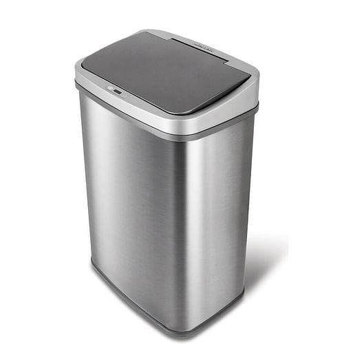 Grey 13-Gallon Stainless Steel Kitchen Trash Can with Motion Sensor
