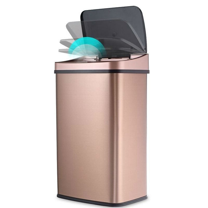 Gold Copper 13-Gallon Stainless Steel Kitchen Trash Can with Motion