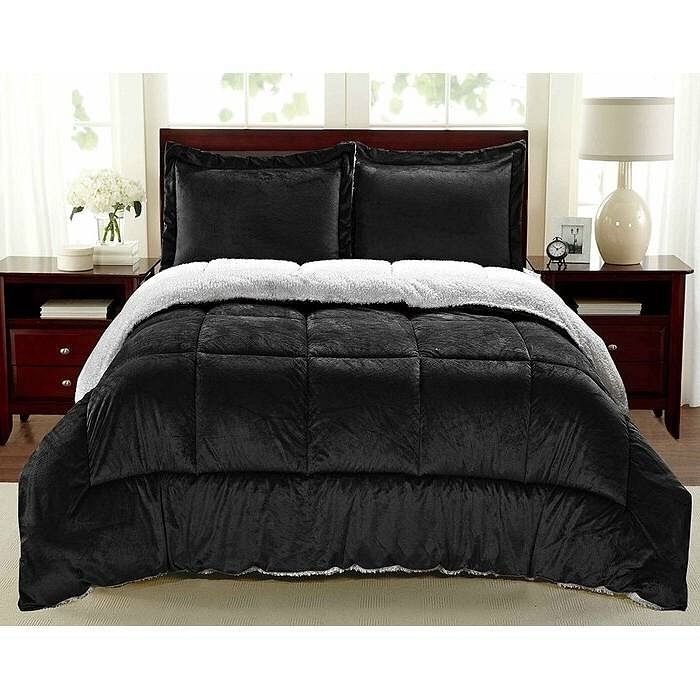 Twin Size 2 Piece Ultra Soft Sherpa Wrinkle Resistant Comforter Set in