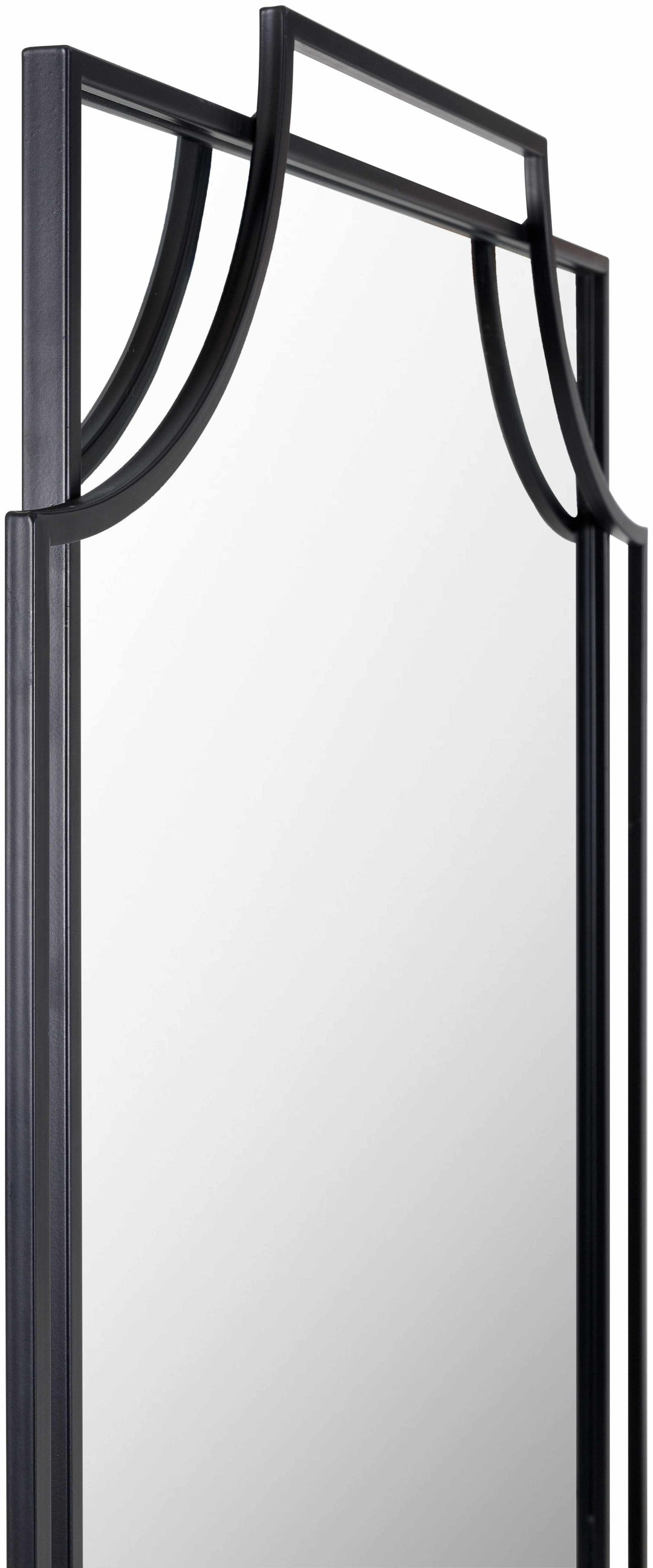 Black-framed mirror with geometric design on a white background

Golasecca Black Frame Mirror