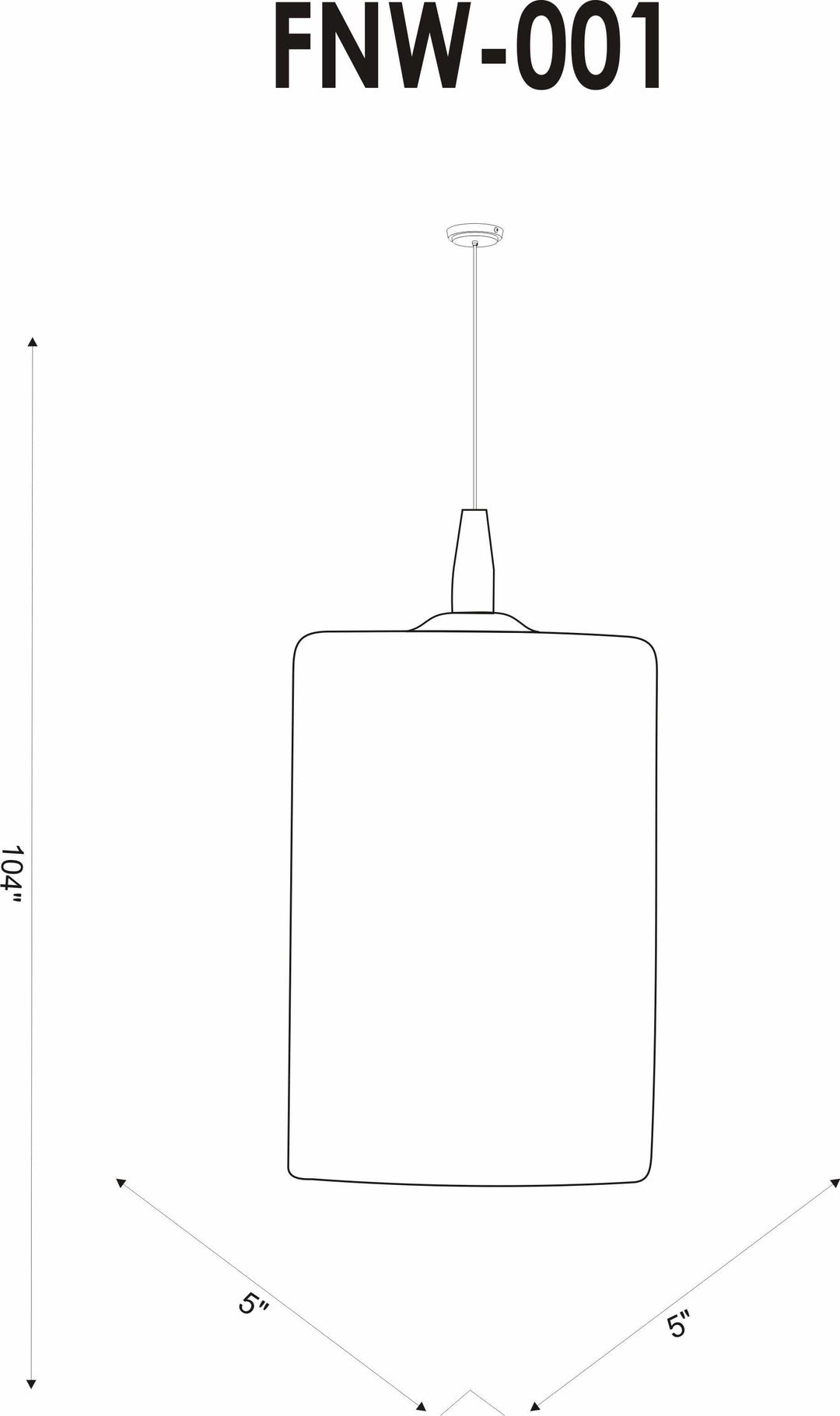 Technical drawing of a rectangular pendant light with dimensions labeled

Guisborough Ceiling Light