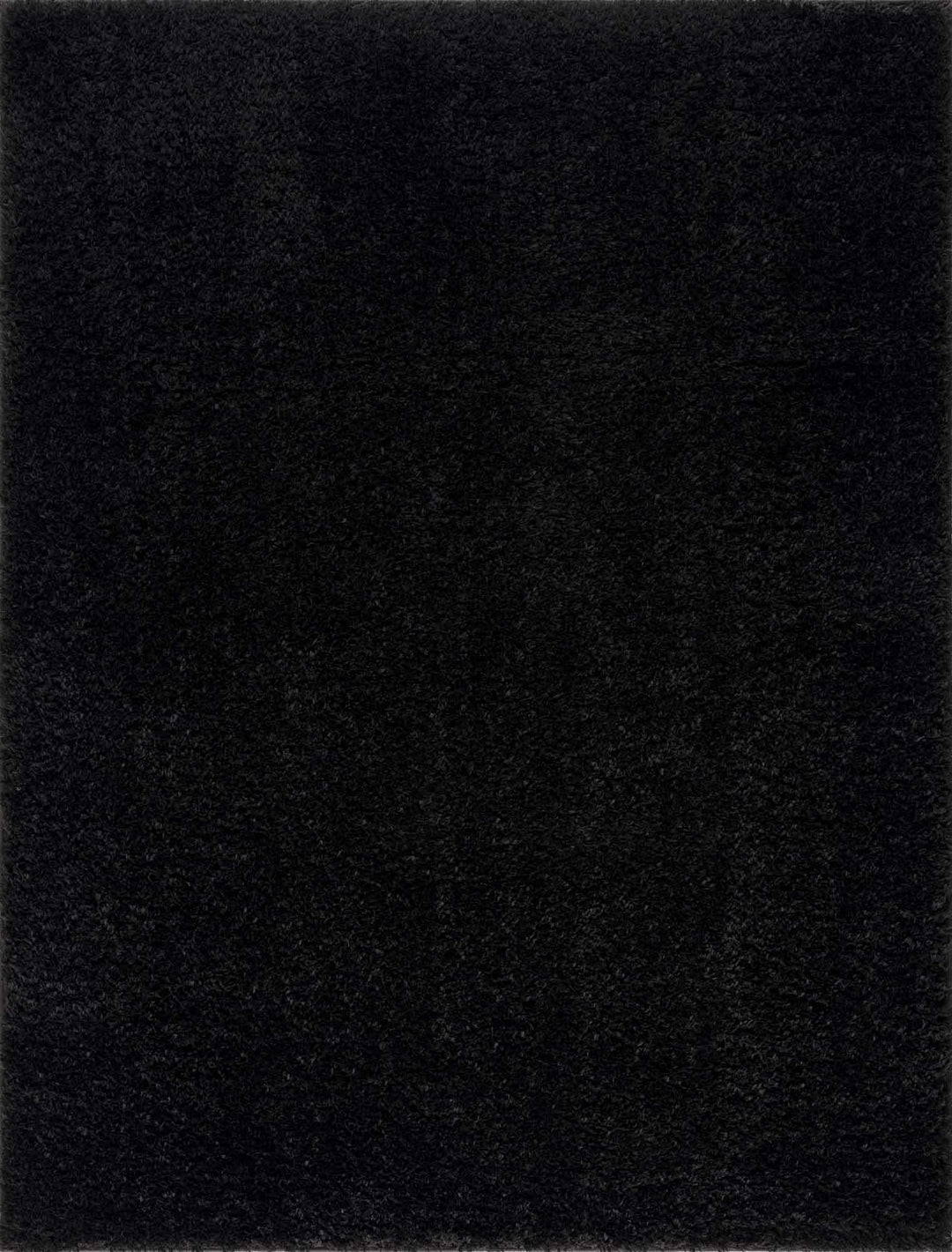 Faina Solid Black Shag Rug Washable