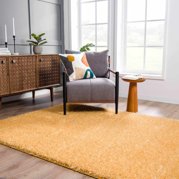 Faina Gold Yellow Washable Shag Rug