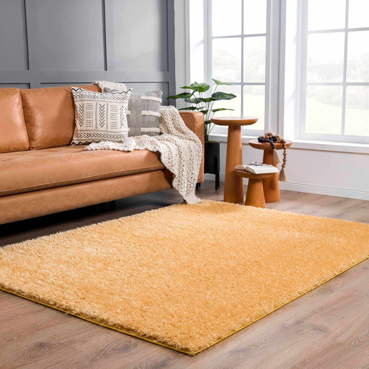 Faina Gold Yellow Washable Shag Rug
