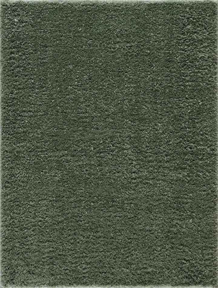 Faina Solid Green Shag Rug Washable