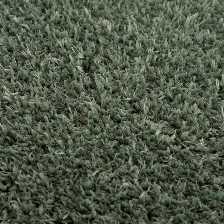 Faina Solid Green Shag Rug Washable