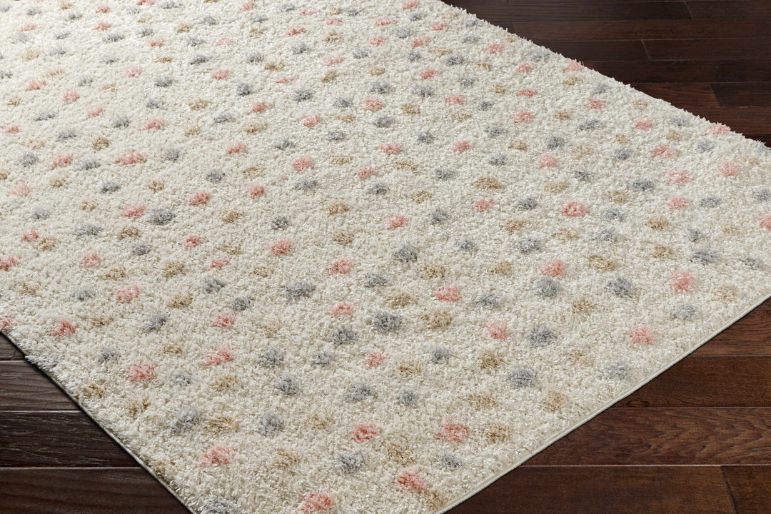 Cansu Pink & Cream Dotted Area Rug