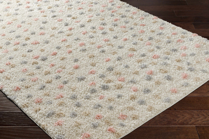 Cansu Pink & Cream Dotted Area Rug