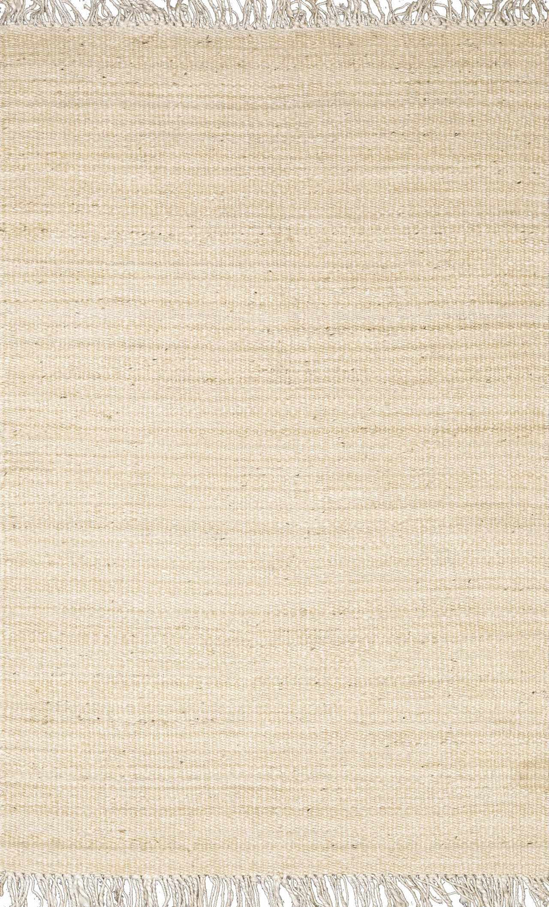 Beige woven texture with silver fringe at the top and bottom

Iantha Jute Rug