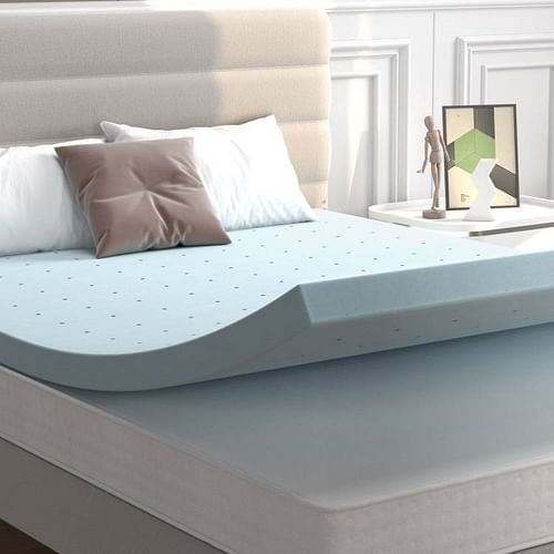 King size 4-inch Thick Soft Gel Memory Foam Mattress Topper in Light