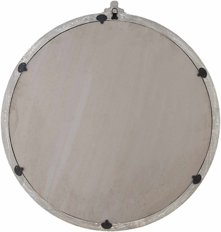 Round metallic shield with a textured surface on a white background

Kandersteg Gray Accent Mirror