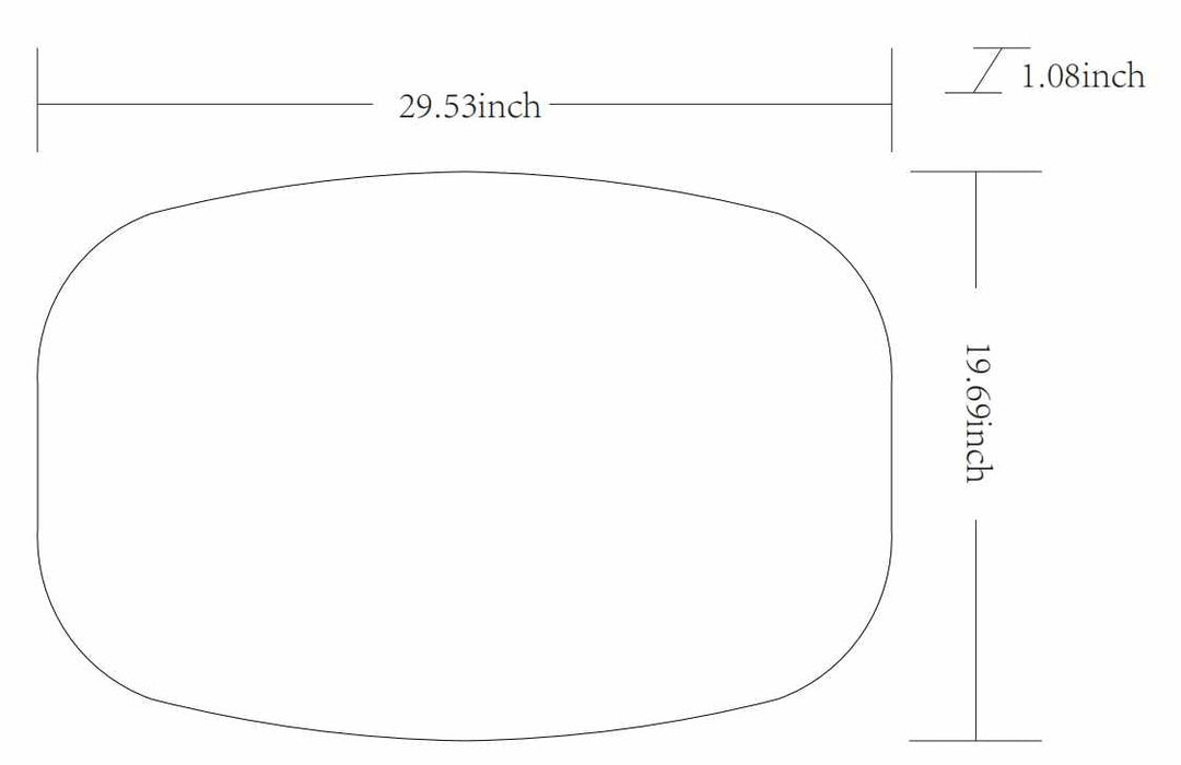 Measurement chart of an oval object with dimensions labeled.

Kopparberg Gold Frame Round Mirror