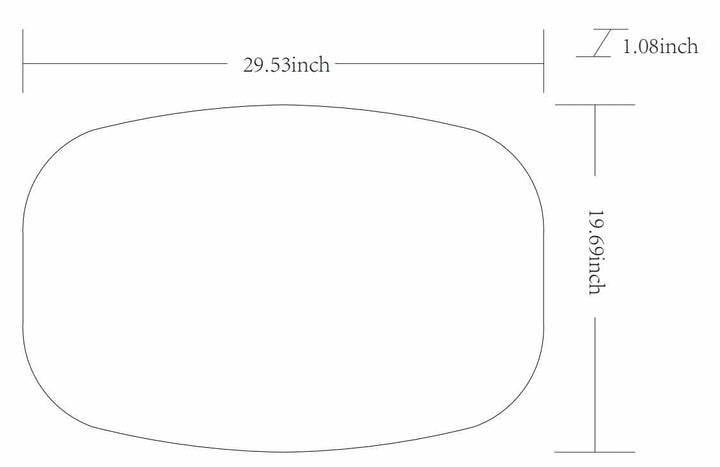Measurement chart of an oval object with dimensions labeled.

Kopparberg Gold Frame Round Mirror