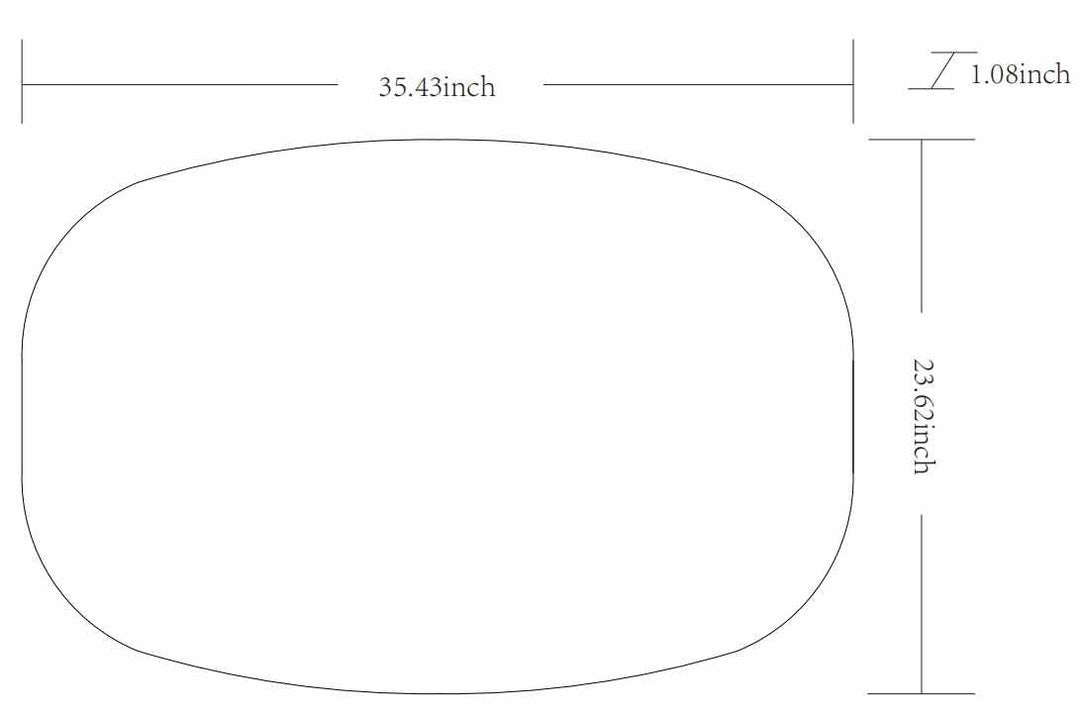 Measurement chart of an oval object with dimensions labeled.

Kopparberg Gold Frame Round Mirror