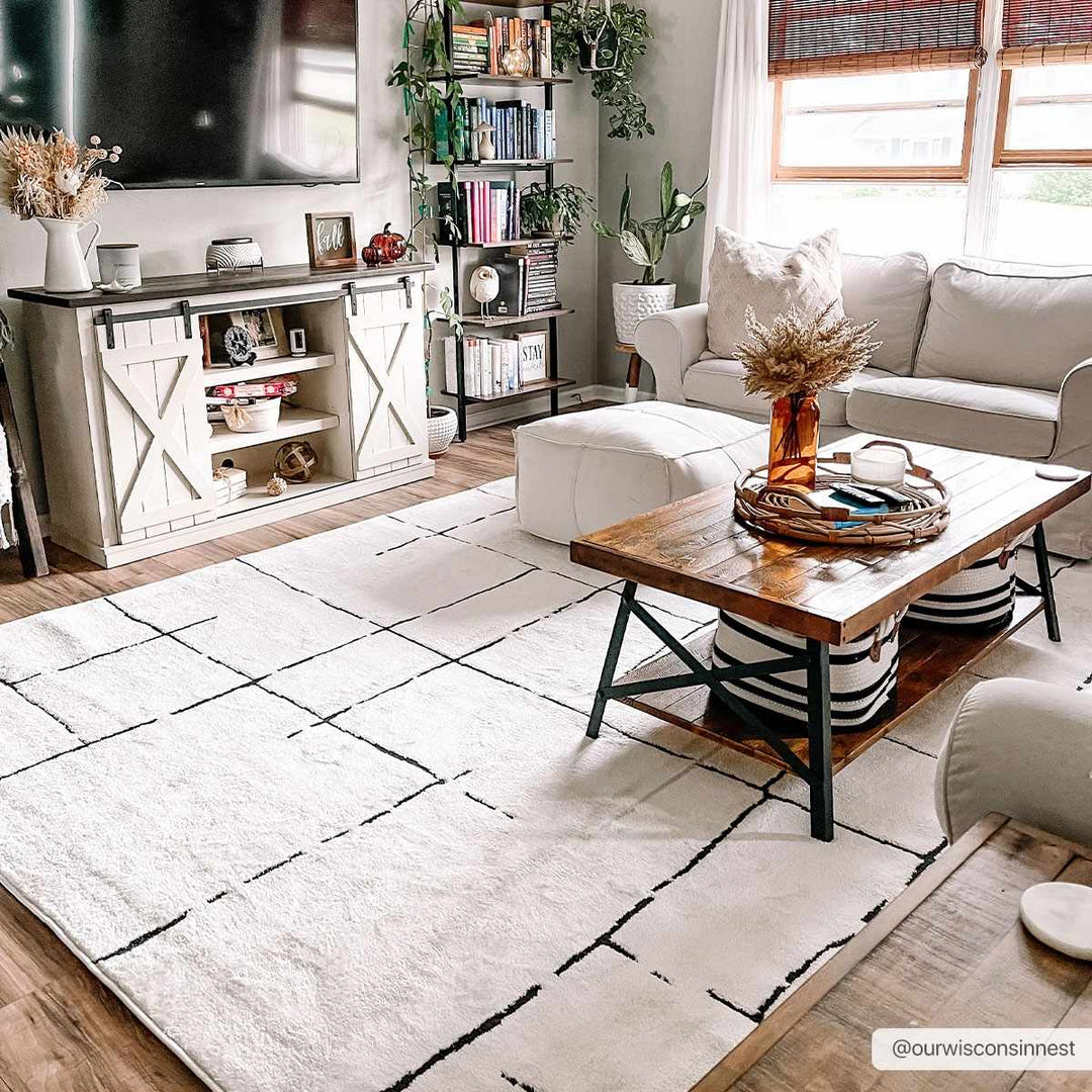 Koume Beige Maze Area Rug