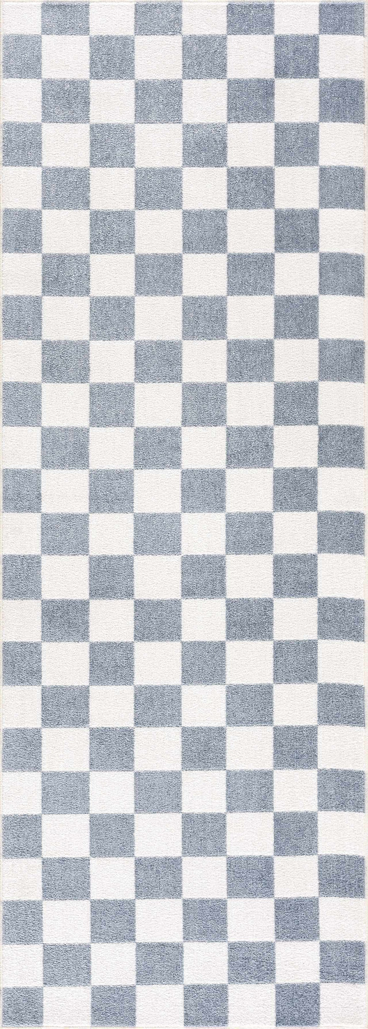 Brone Blue Checkered Washable Rug