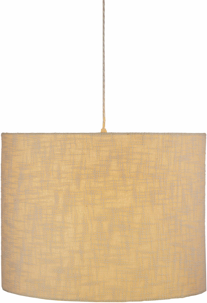 Beige pendant lamp with a textured shade on a white background

Lewisham Ceiling Light
