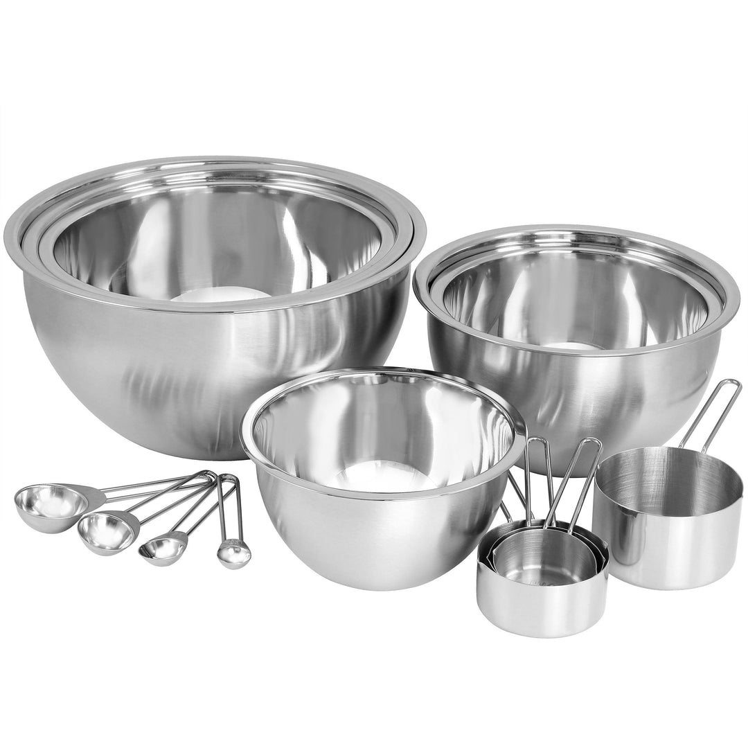 MegaChef 14 Piece Stainless Steel Measuring Cup and Spoon Set with