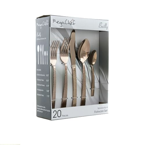 MegaChef Baily 20 Piece Flatware Utensil Set, Stainless Steel