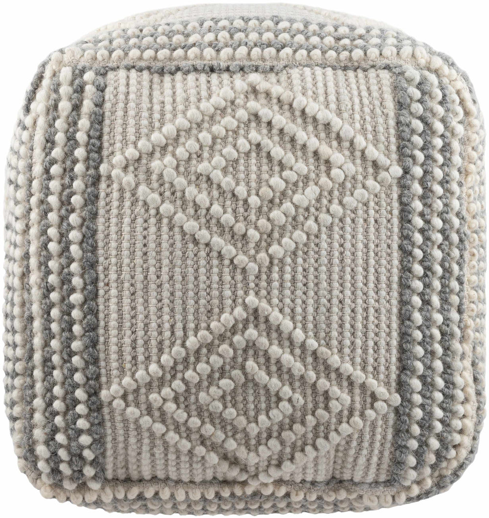 Textured cube pillow with a geometric pattern on a white background

Murgon Cream W Wool Pouf