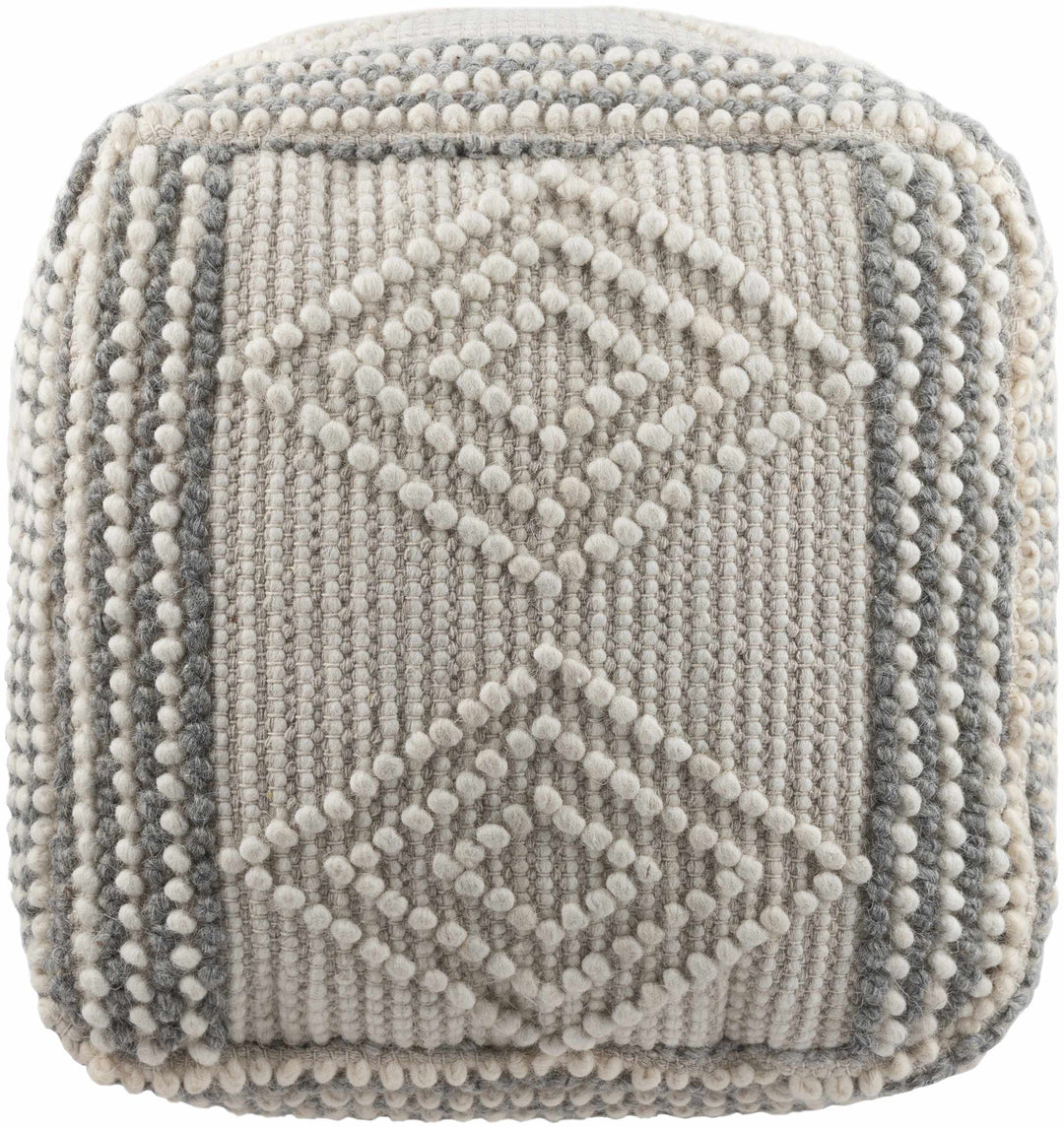 Textured cube pillow with a geometric pattern on a white background

Murgon Cream W Wool Pouf