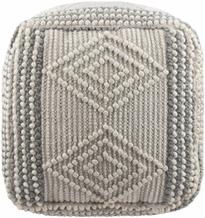 Textured cube pillow with a geometric pattern on a white background

Murgon Cream W Wool Pouf
