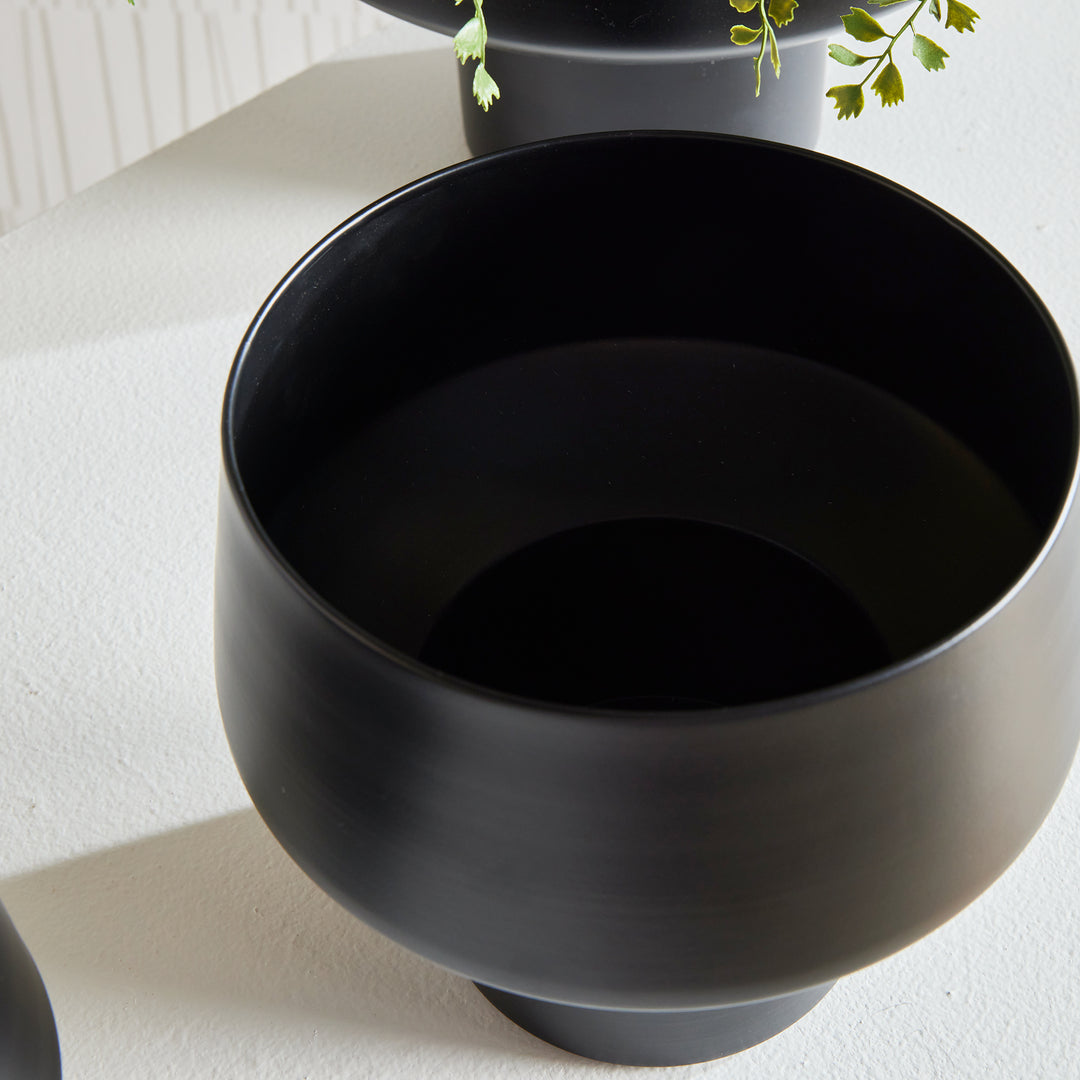 CYRUS CACHEPOTS, SET OF 3 - Matte Black