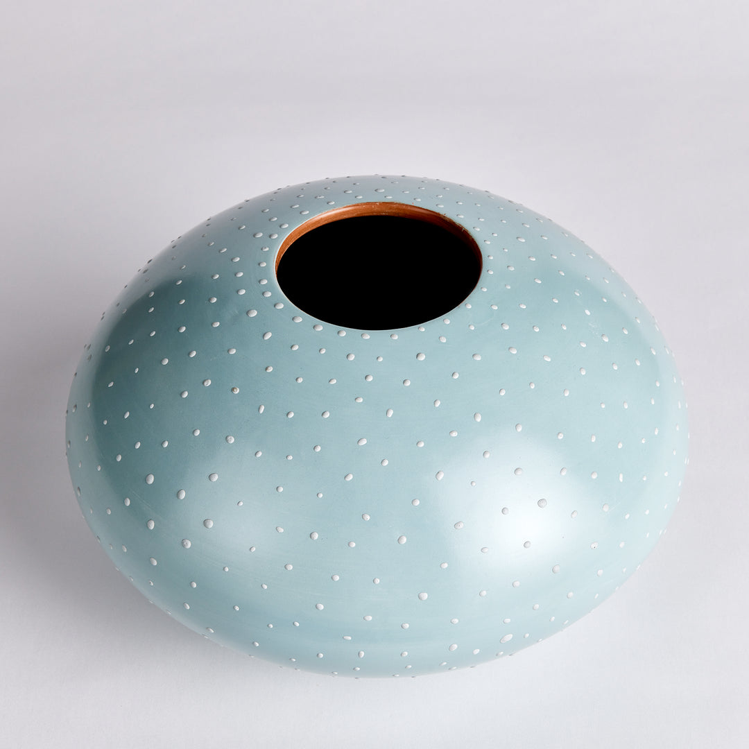 KEYLA VASE MEDIUM - Light Blue / White