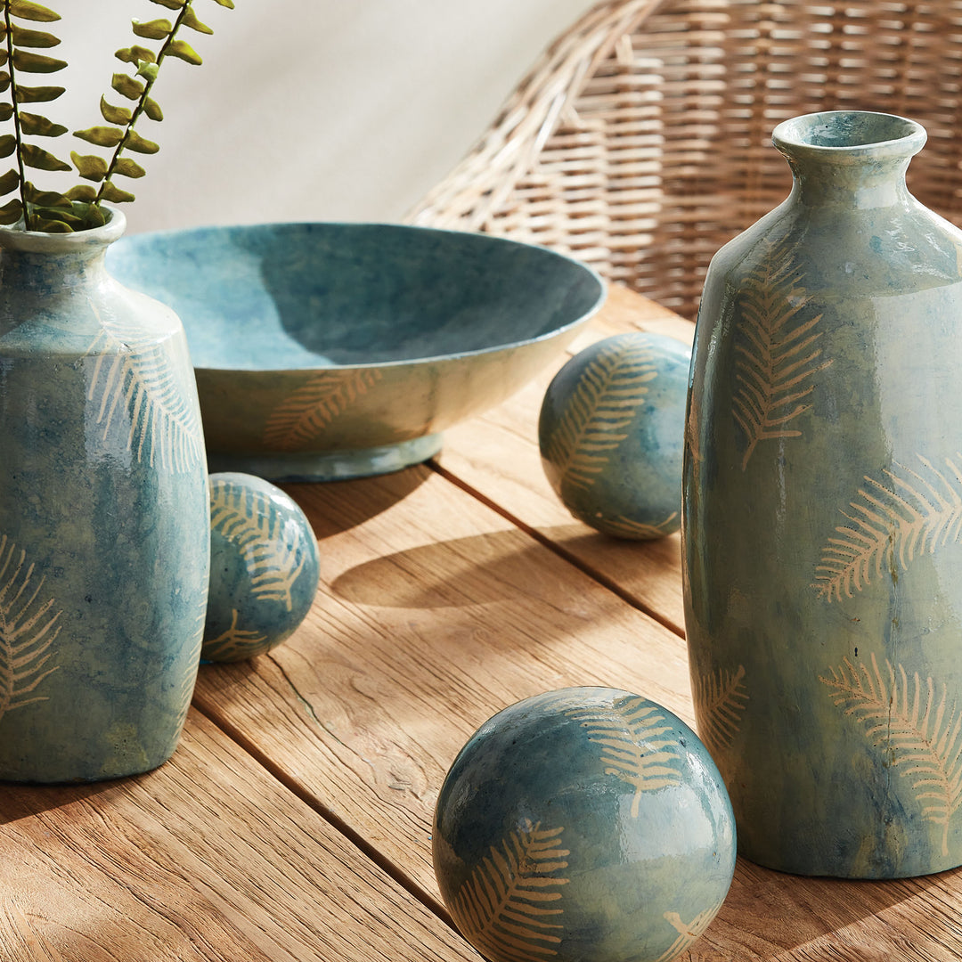 FERNSCAPE DECORATIVE BOWL - Dusty Blue