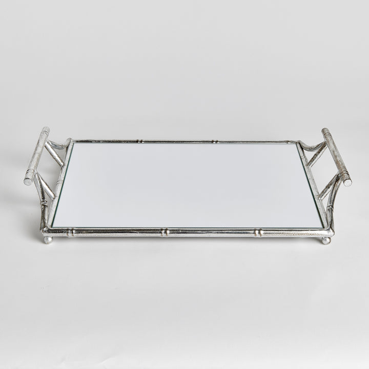 DAPHNE MIRRORED TRAY WITH HANDLES - Antique Silver